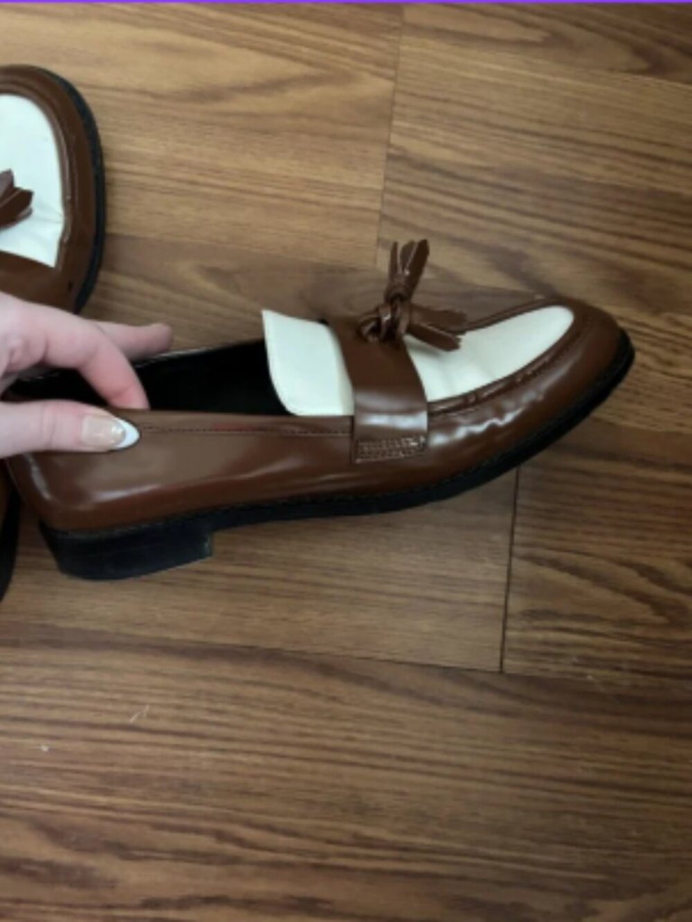 ZARA Brown and Cream Tassel Loafers - Picture 5 of 7